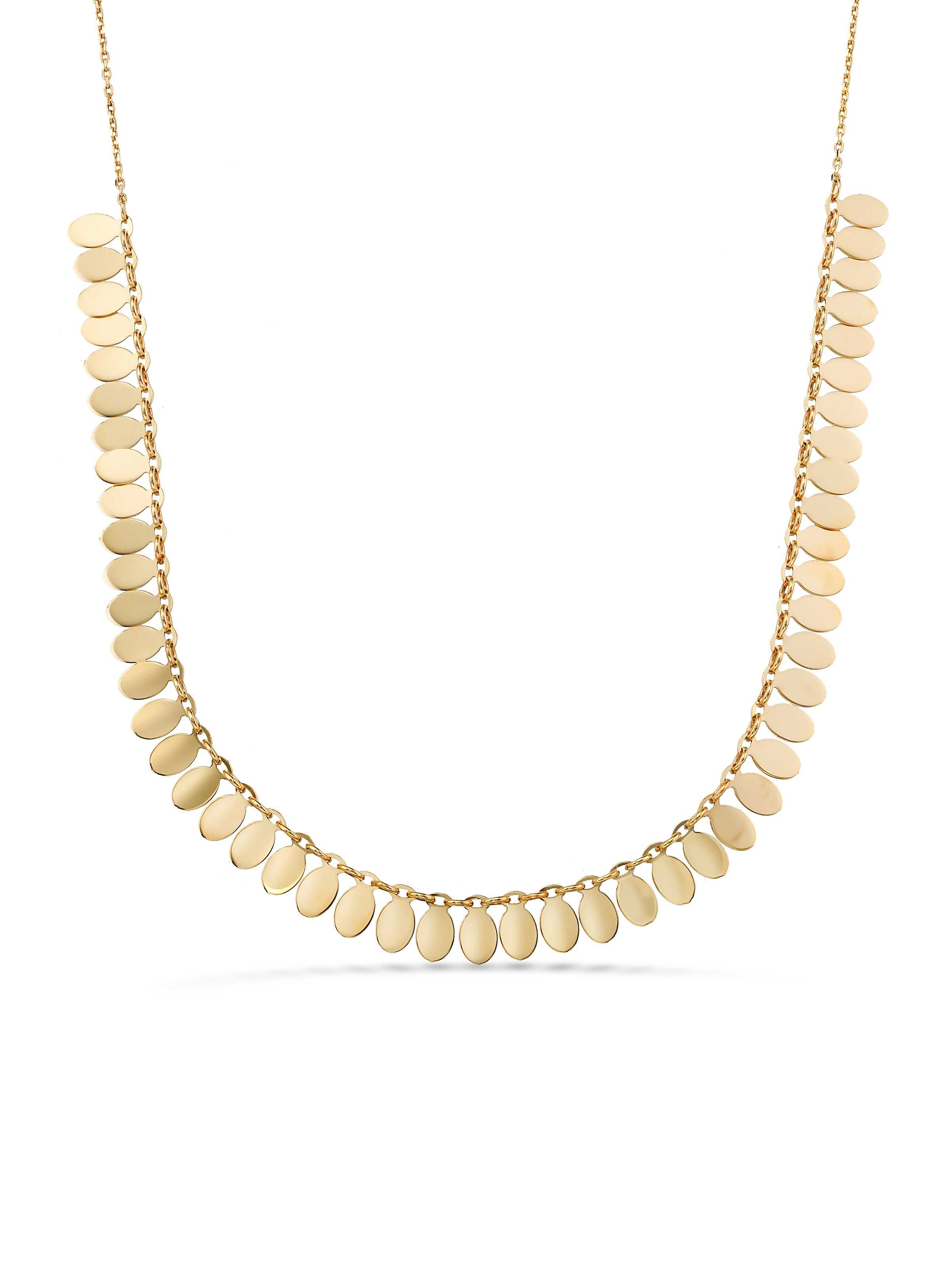 Sıralı Oval Formlu 14K Altın Kolye - Elef Kuyumculuk