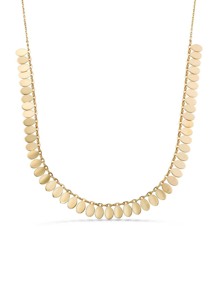 Sıralı Oval Formlu 14K Altın Kolye