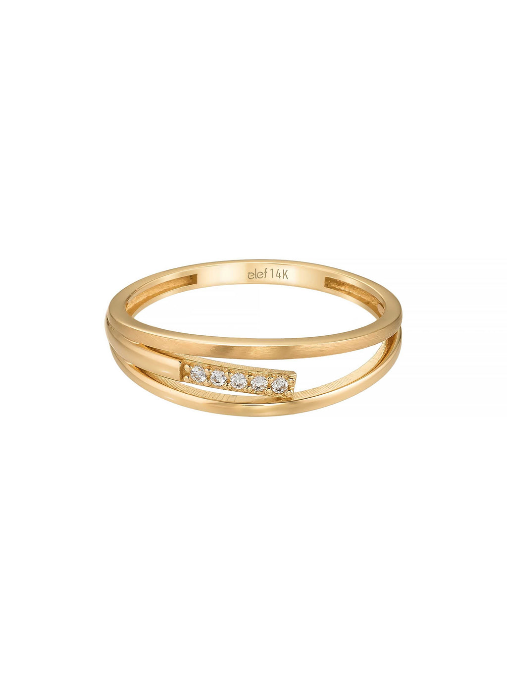 Sıralı Taşlı Modern 14K Altın Yüzük - Elef Kuyumculuk