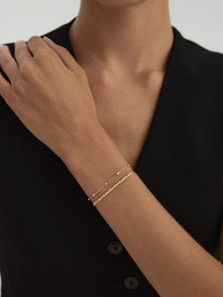 Sıralı Top Dorika 14K Altın Bileklik