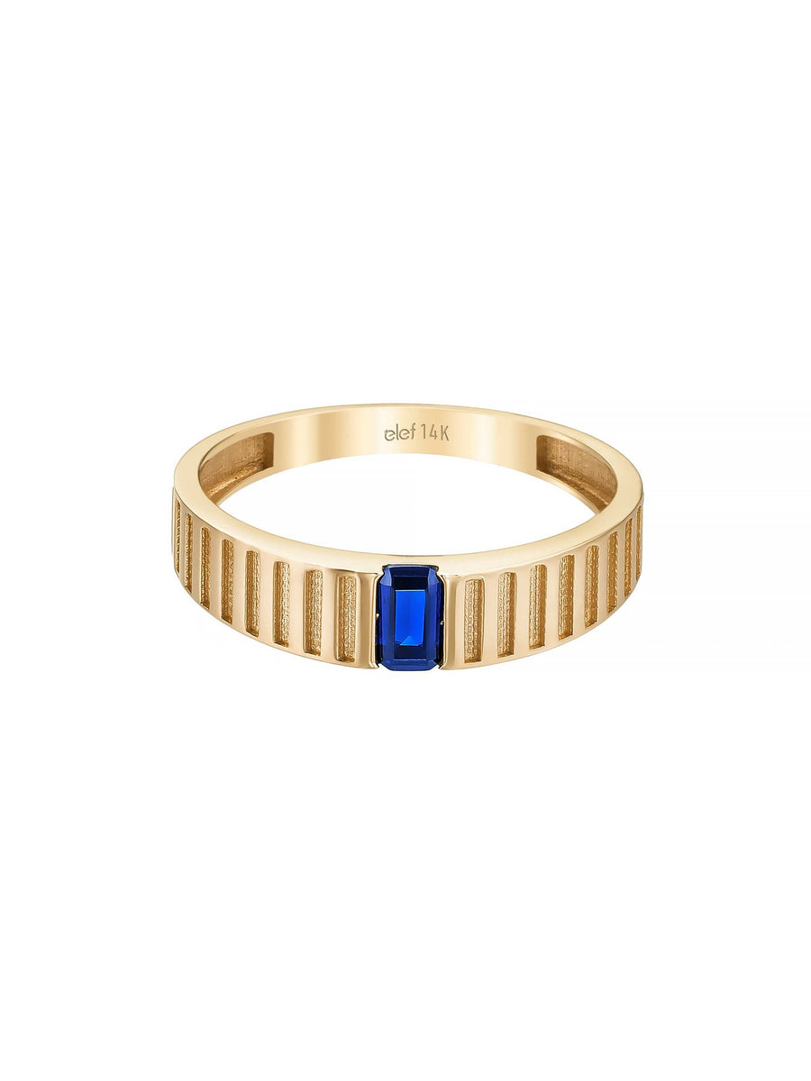 Siyah Baget Taşlı Modern 14K Altın Yüzük