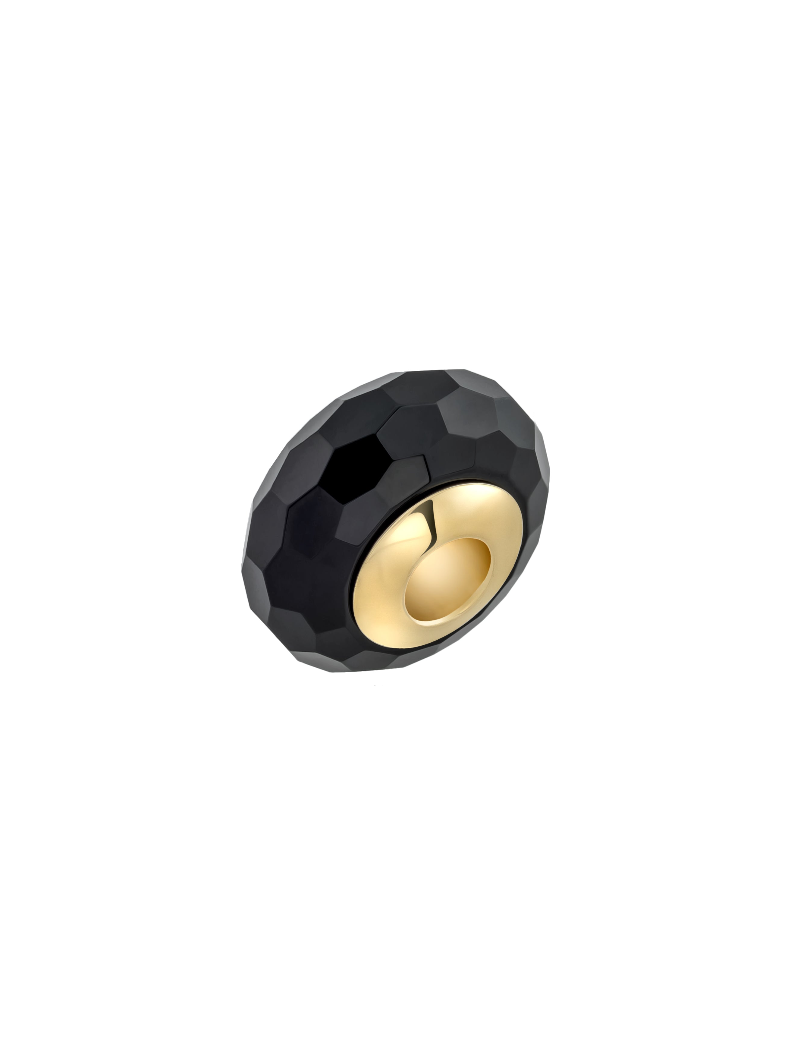Siyah Faset Kesim 14K Altın Murano Cam Charm - Elef Kuyumculuk