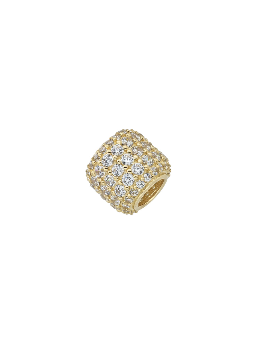 Taşlı Silindir Formlu 14K Altın Charm