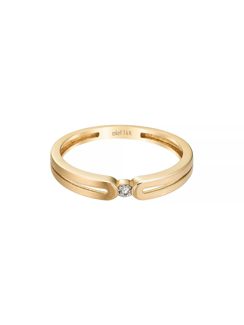 Tektaş Detaylı Modern 14K Altın Yüzük - Elef Kuyumculuk