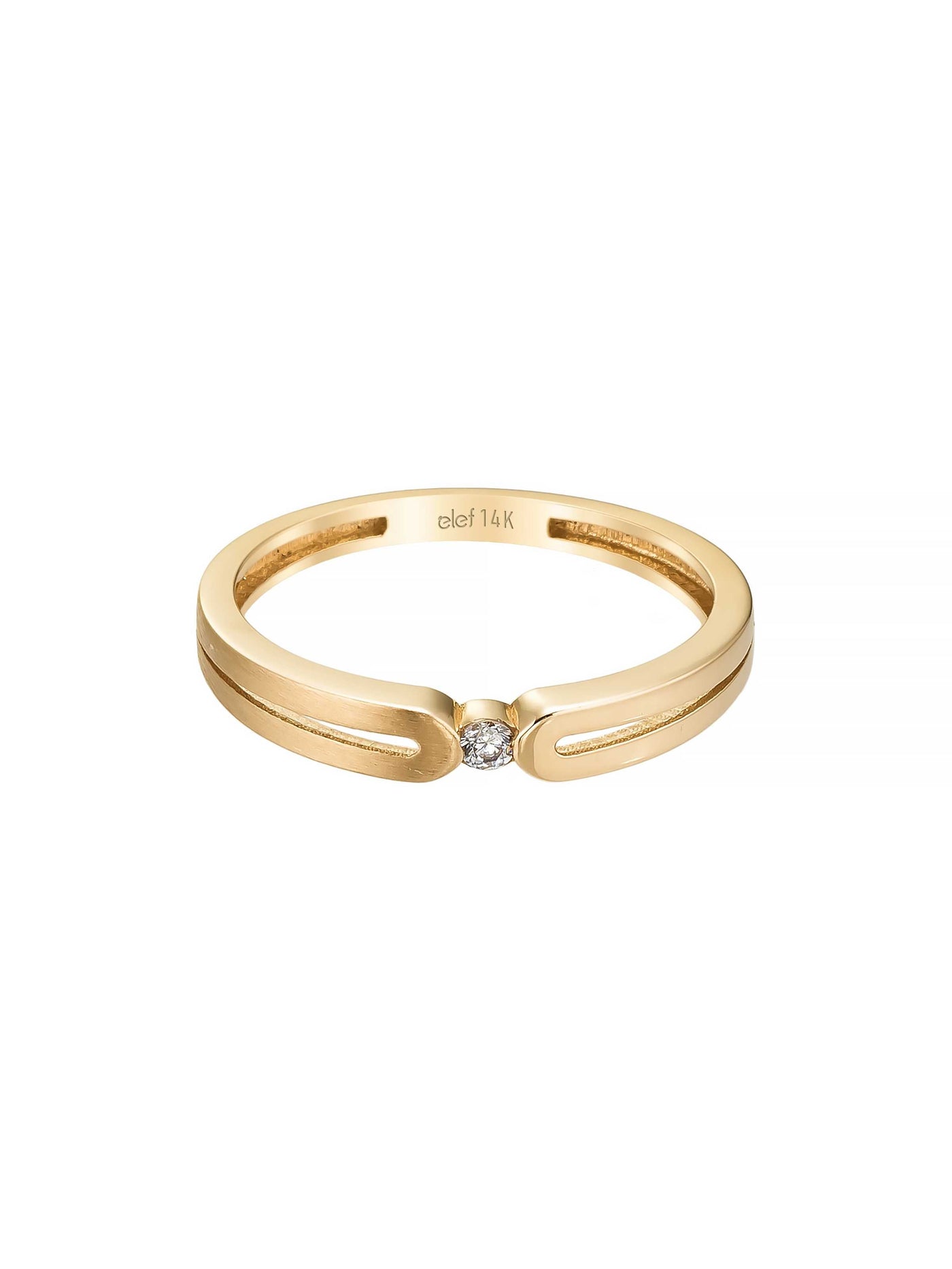 Tektaş Detaylı Modern 14K Altın Yüzük - Elef Kuyumculuk