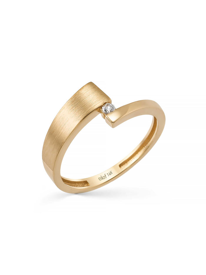 Tektaş Modern Formlu 14K Altın Yüzük