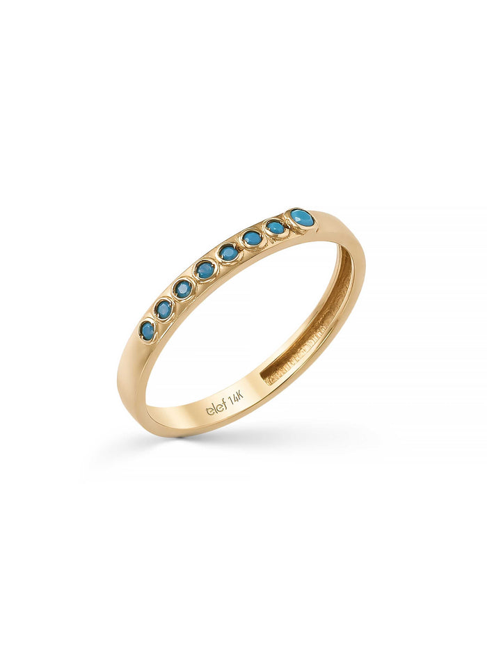 Turkuaz Sıralı Minimal 14K Altın Yüzük