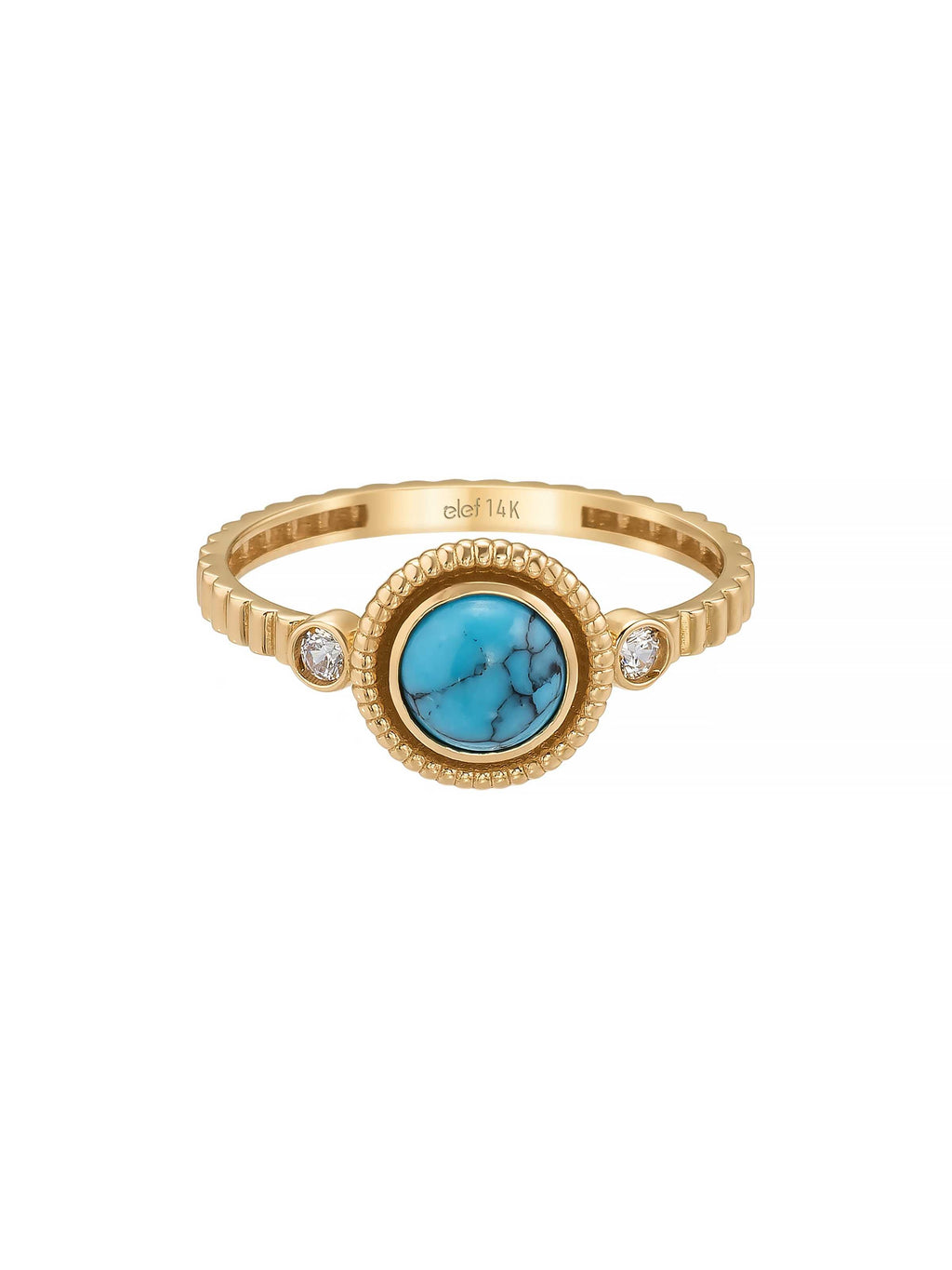 Turkuaz Taşlı Vintage 14K Altın Yüzük - Elef Kuyumculuk
