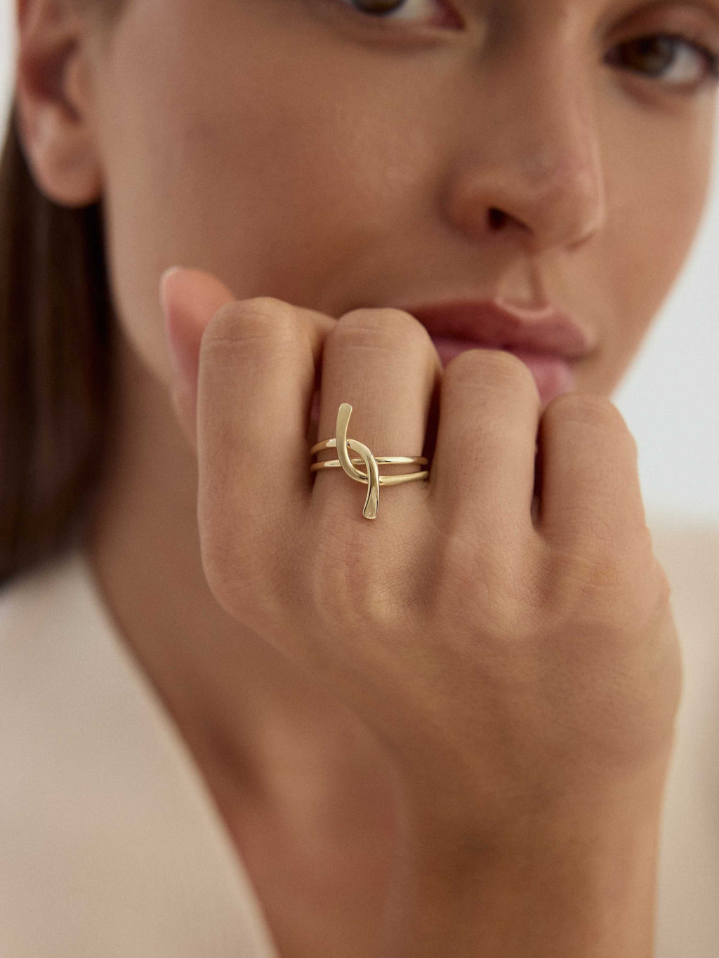 Twist Formlu Modern 14K Altın Yüzük - Elef Kuyumculuk