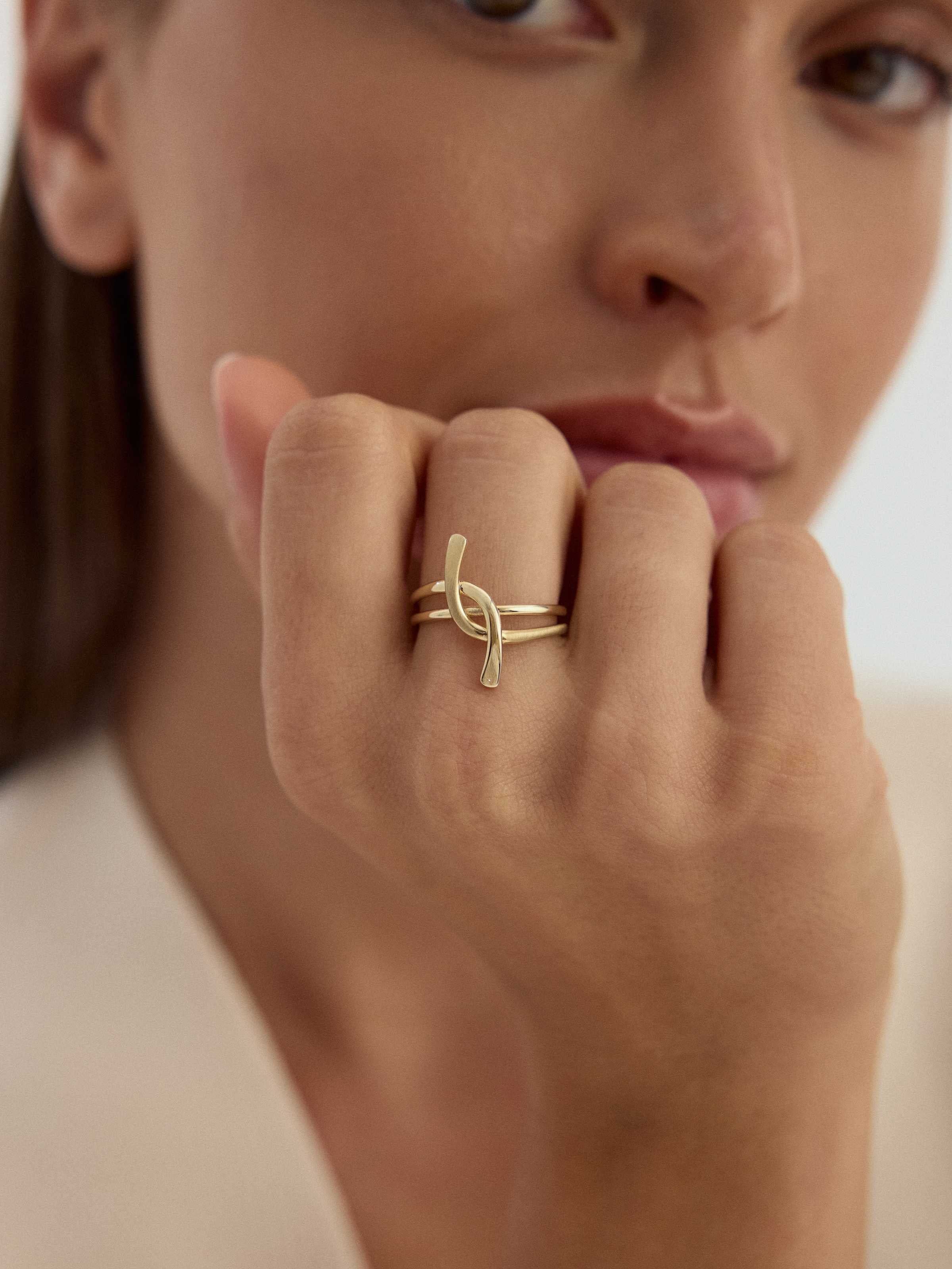 Twist Formlu Modern 14K Altın Yüzük - Elef Kuyumculuk