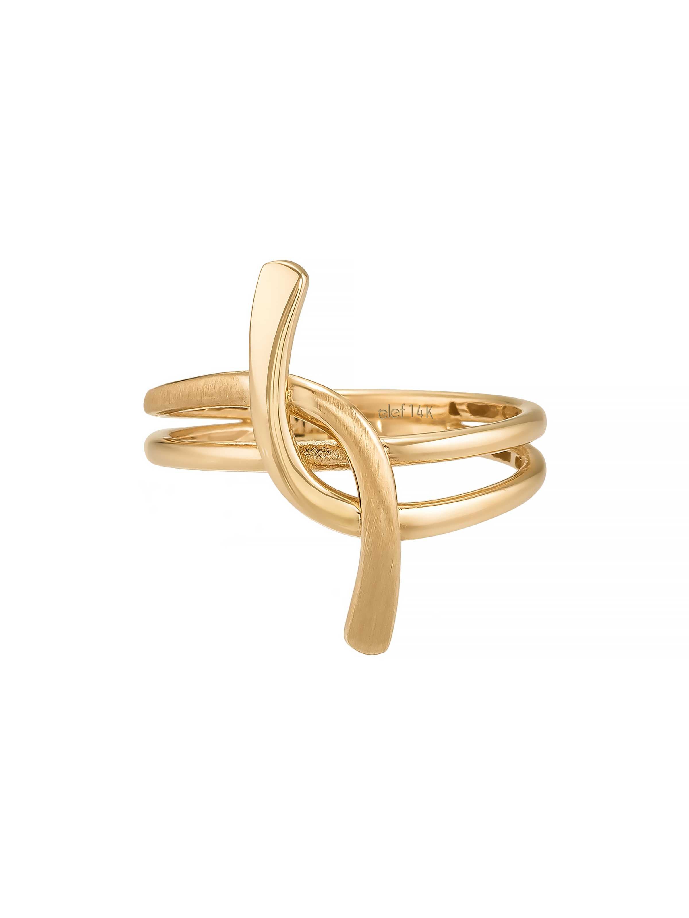 Twist Formlu Modern 14K Altın Yüzük - Elef Kuyumculuk