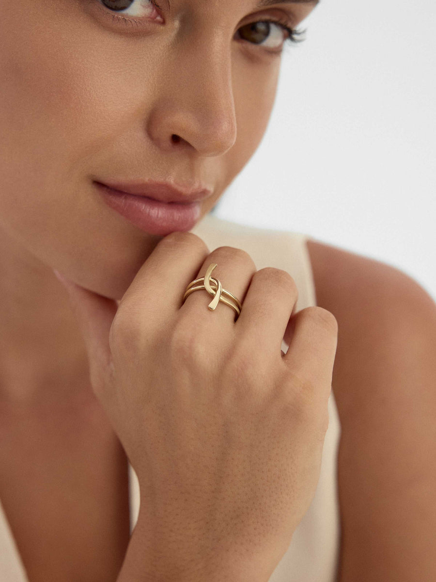 Twist Formlu Modern 14K Altın Yüzük