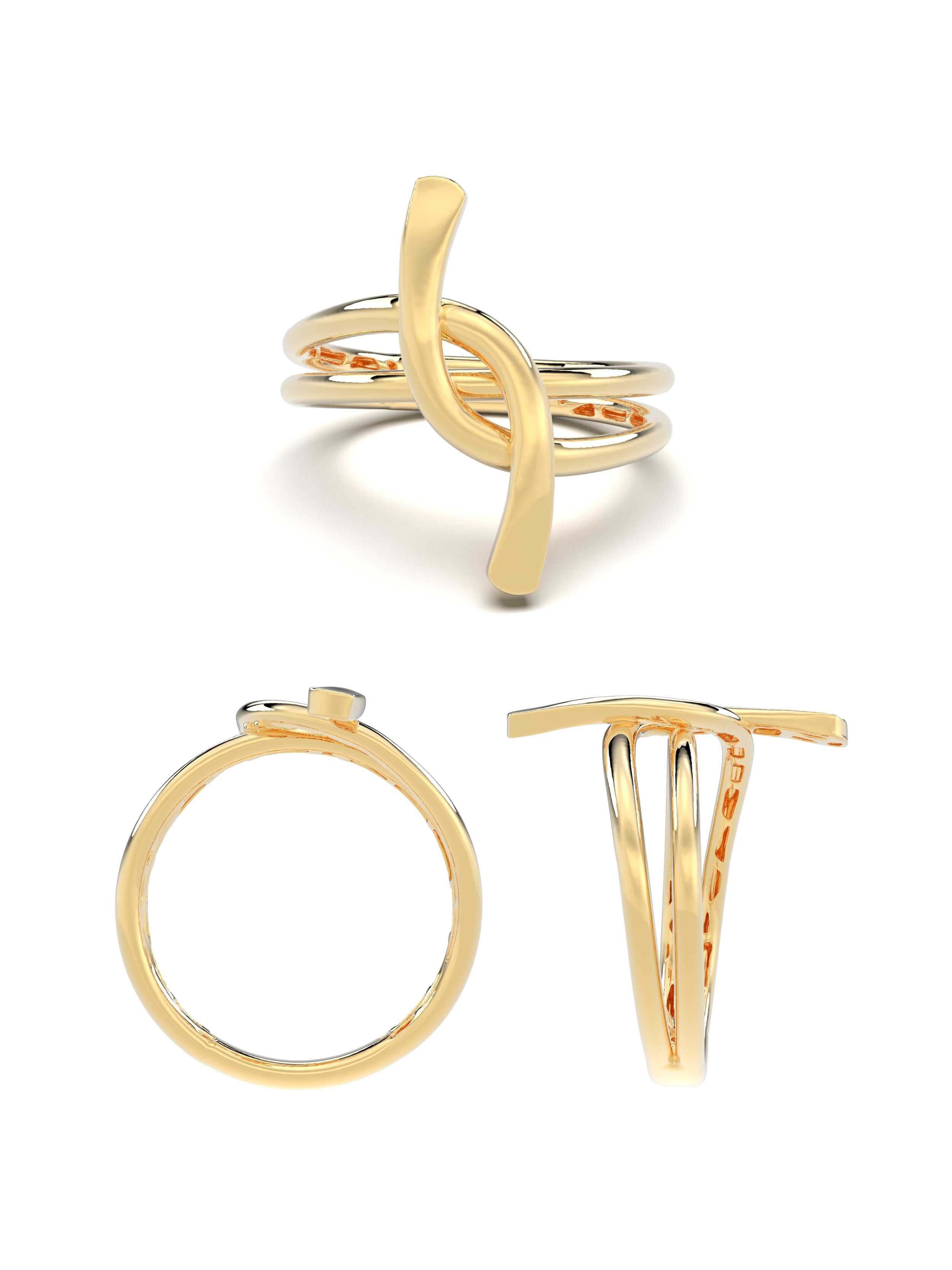 Twist Formlu Modern 14K Altın Yüzük - Elef Kuyumculuk