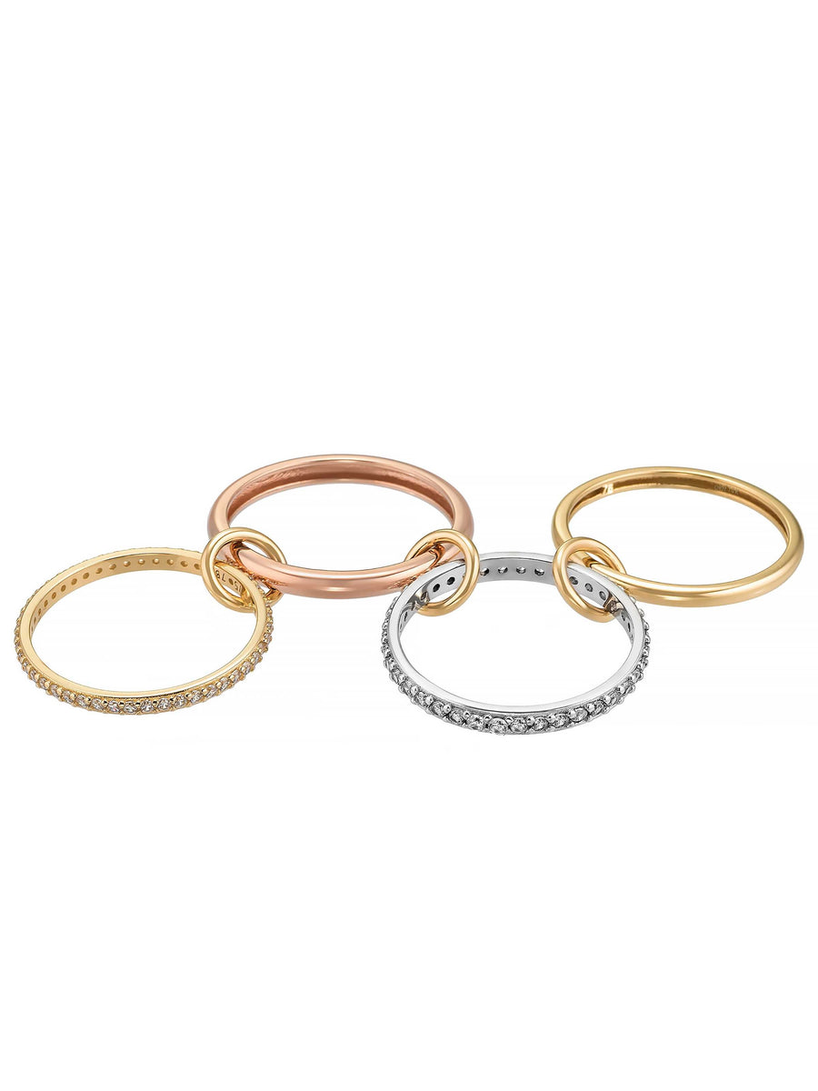 Üç Renkli Modern Tamtur 14K Altın Yüzük