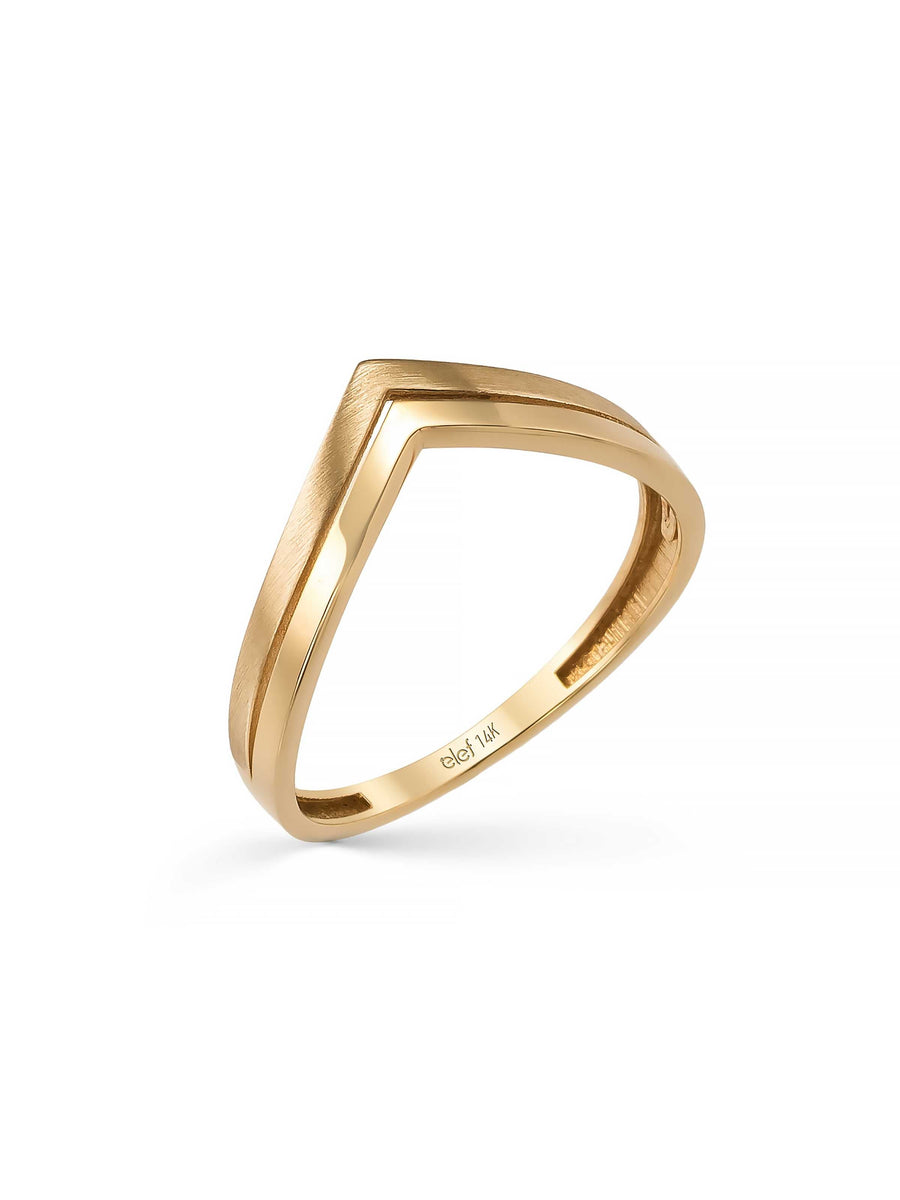 V Formlu Minimal 14K Altın Yüzük