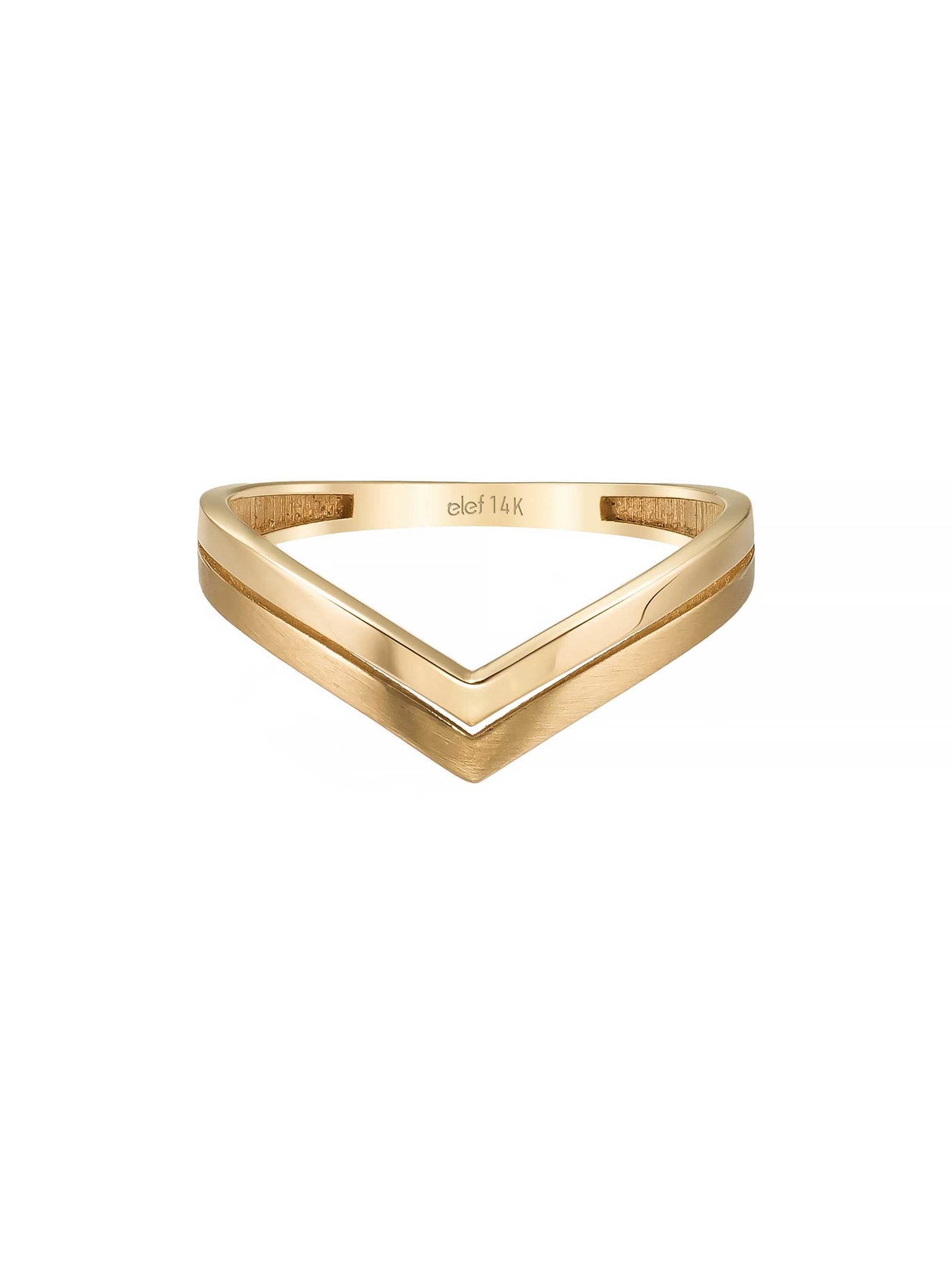 V Formlu Minimal 14K Altın Yüzük - Elef Kuyumculuk