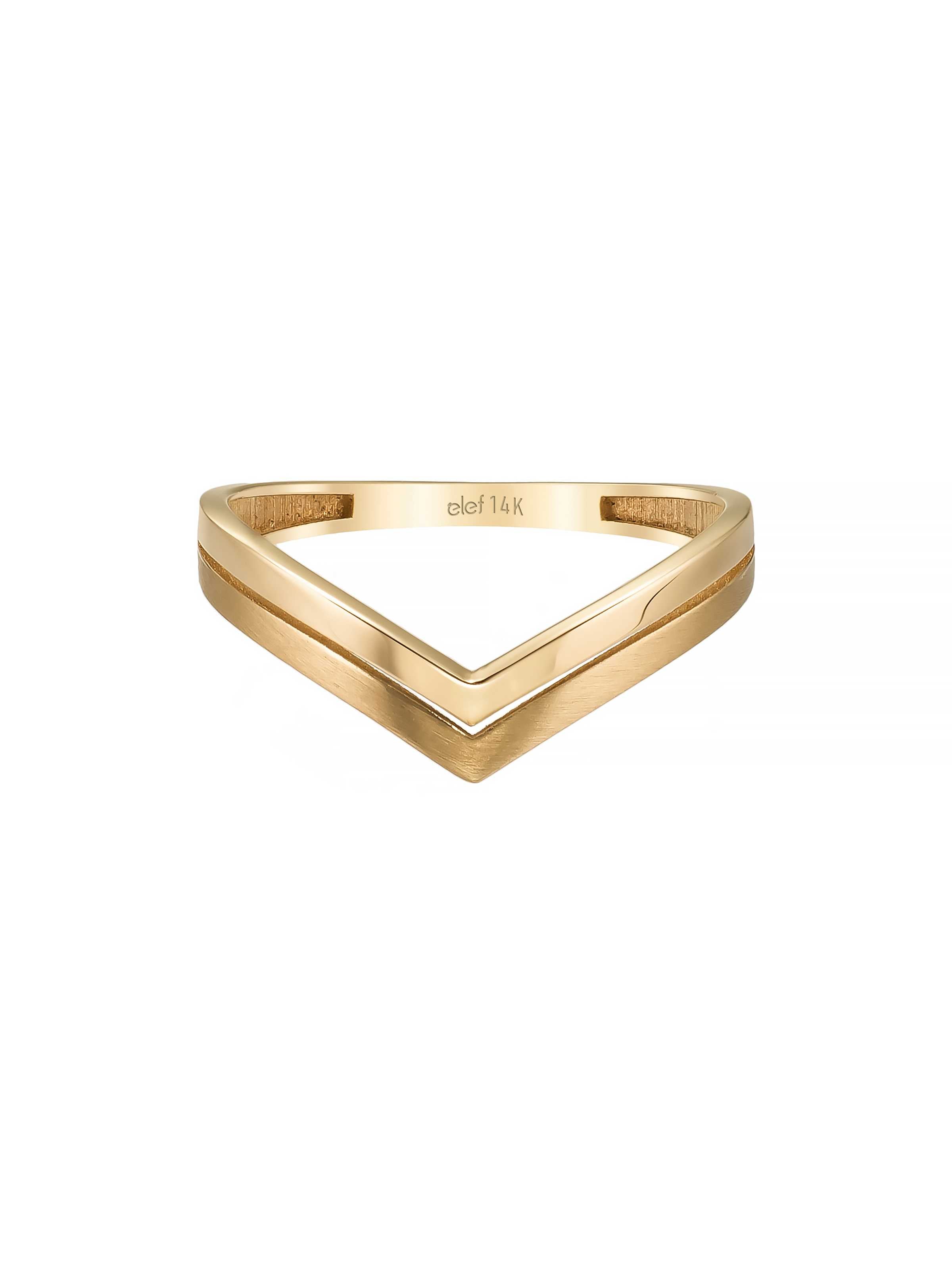 V Formlu Minimal 14K Altın Yüzük - Elef Kuyumculuk