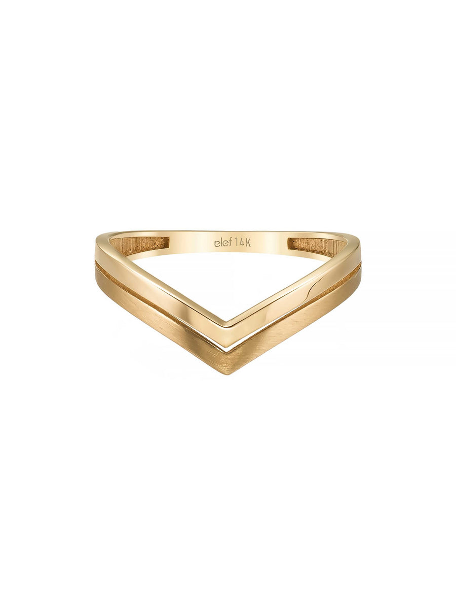 V Formlu Minimal 14K Altın Yüzük