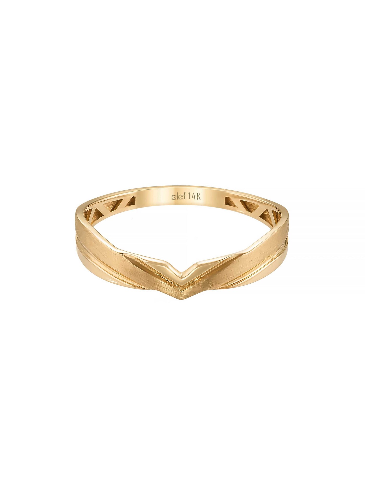 V Formlu Minimal 14K Altın Yüzük - Elef Kuyumculuk