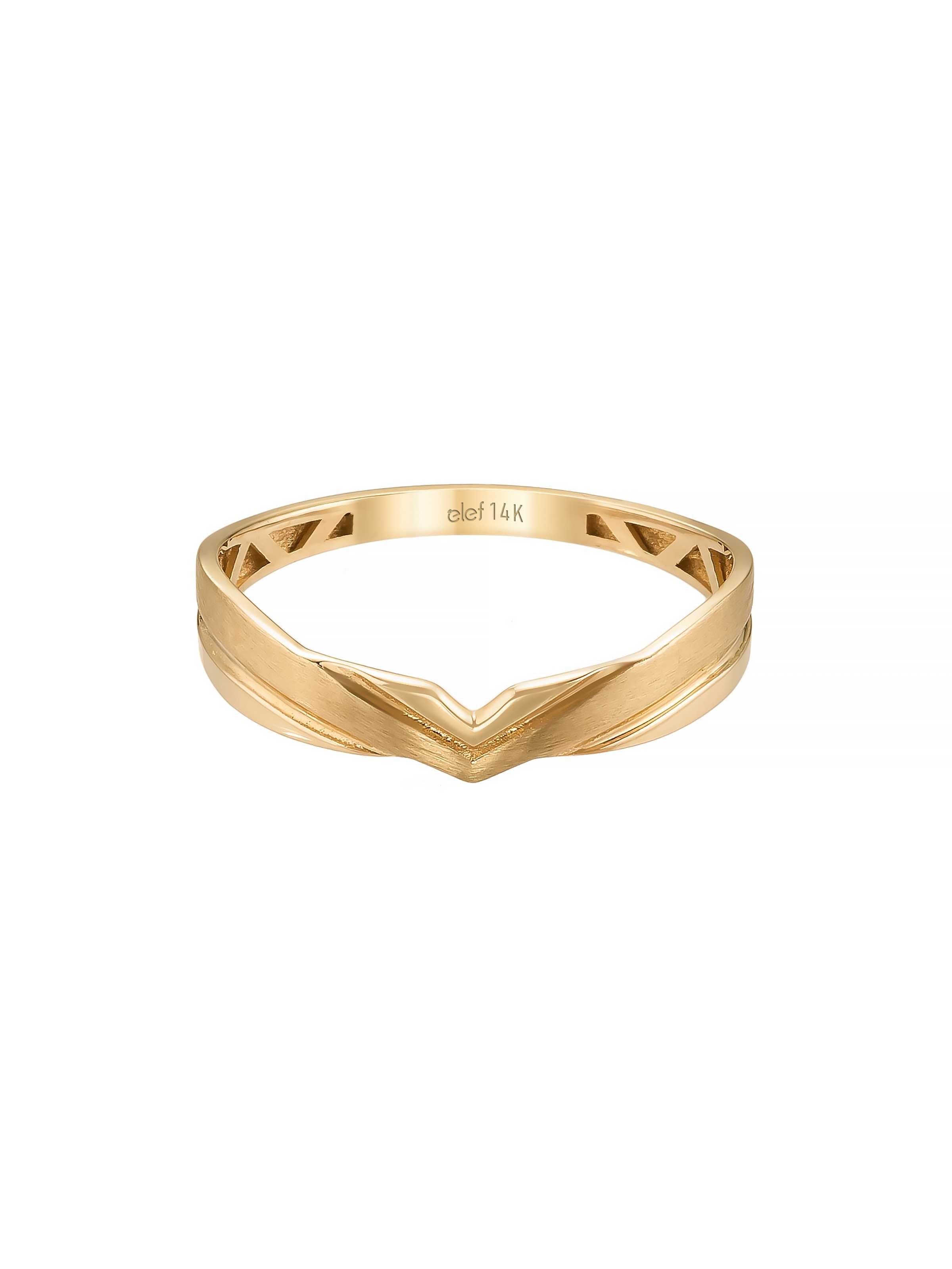 V Formlu Minimal 14K Altın Yüzük - Elef Kuyumculuk