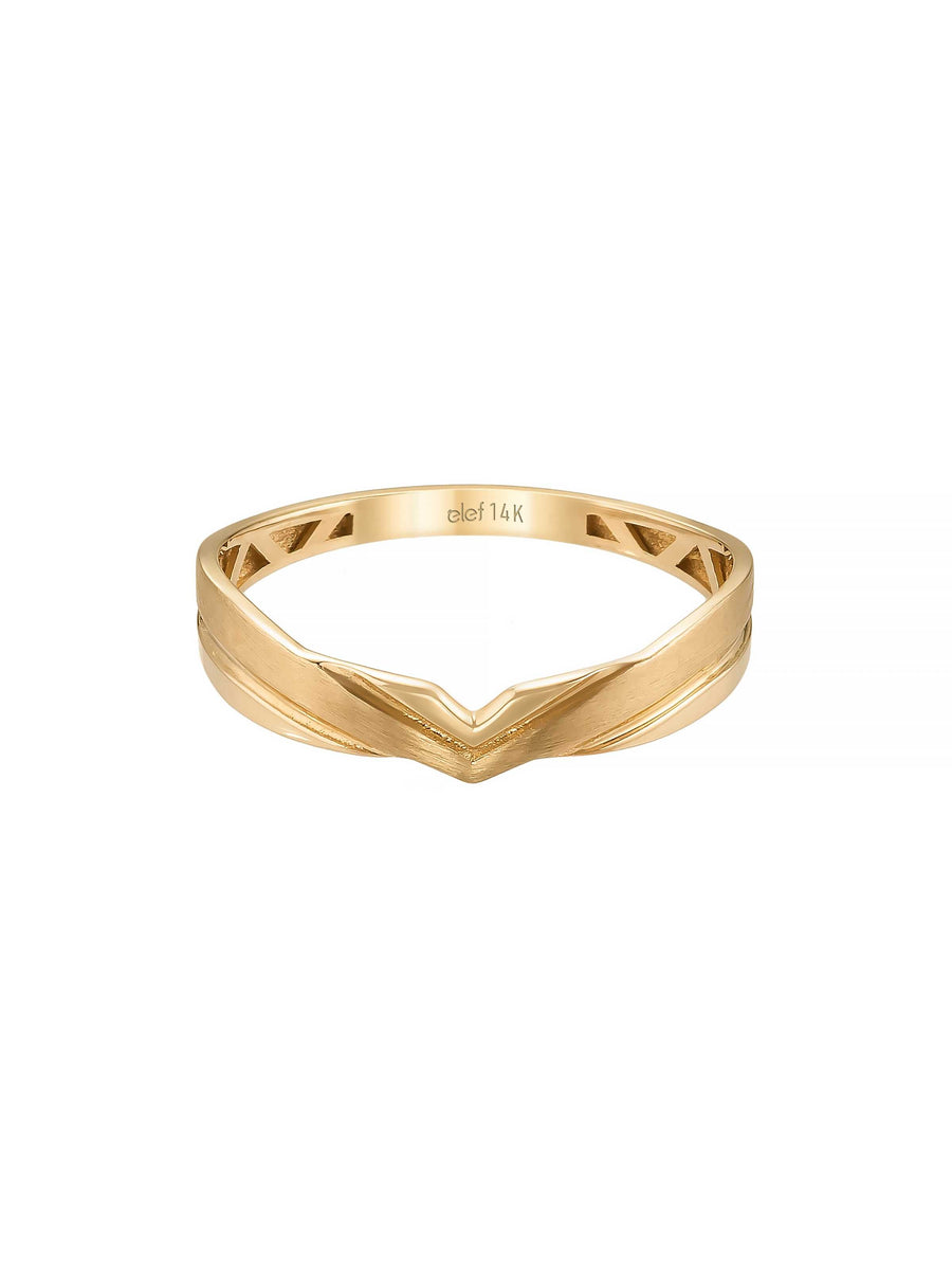 V Formlu Minimal 14K Altın Yüzük