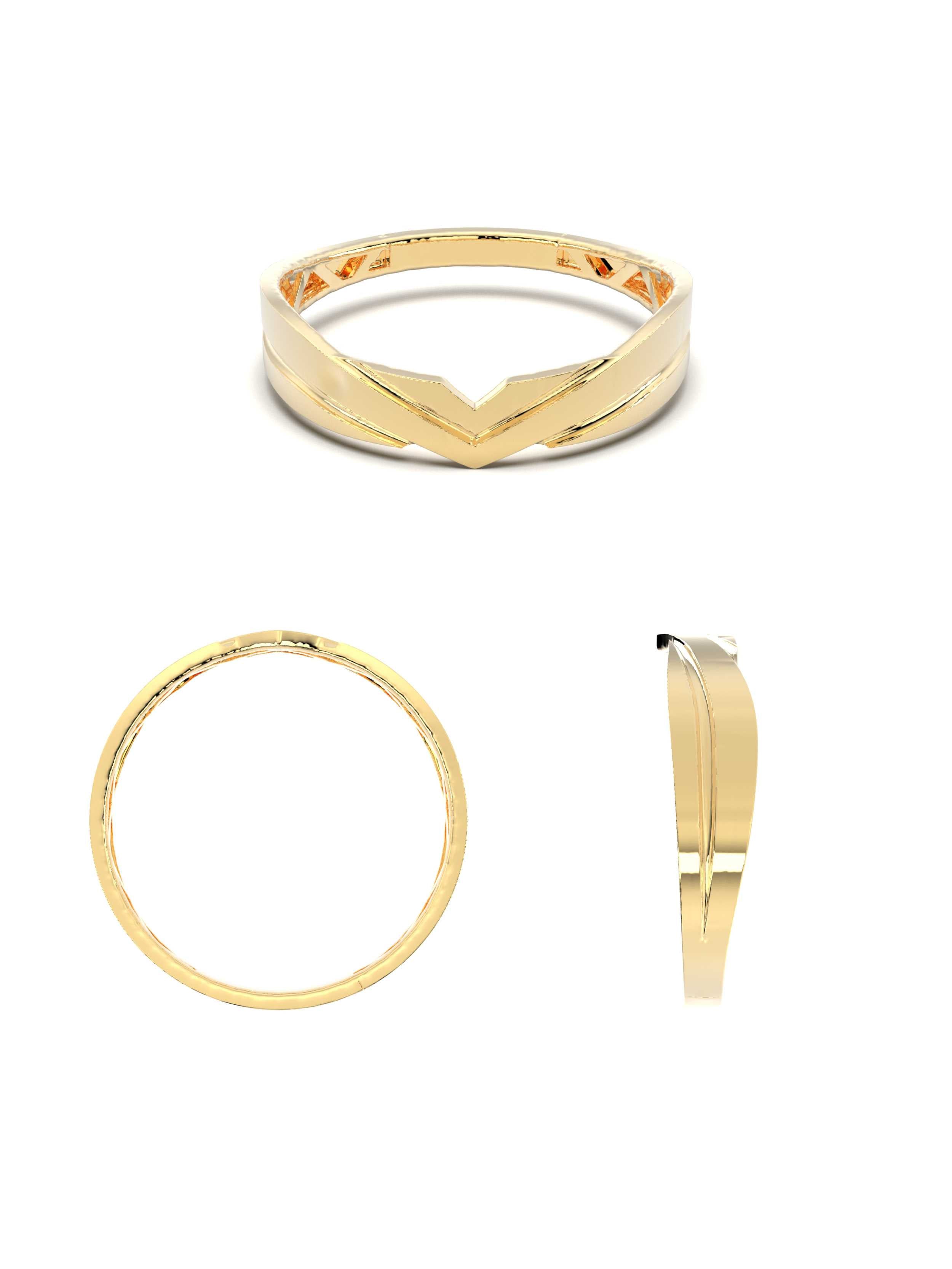 V Formlu Minimal 14K Altın Yüzük - Elef Kuyumculuk