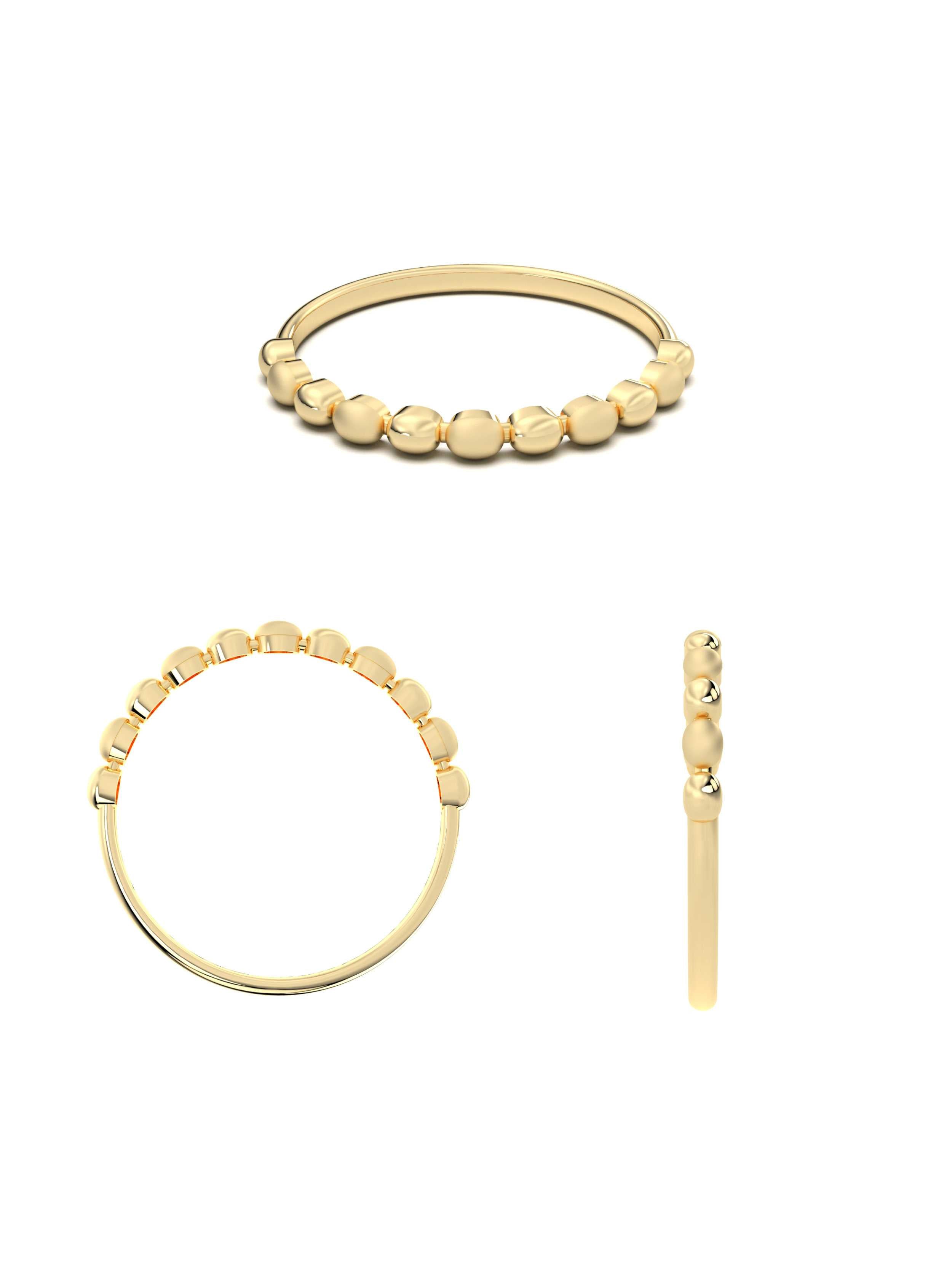 Yuvarlak Formlu Sıralı Minimal 14K Altın Yüzük - Elef Kuyumculuk