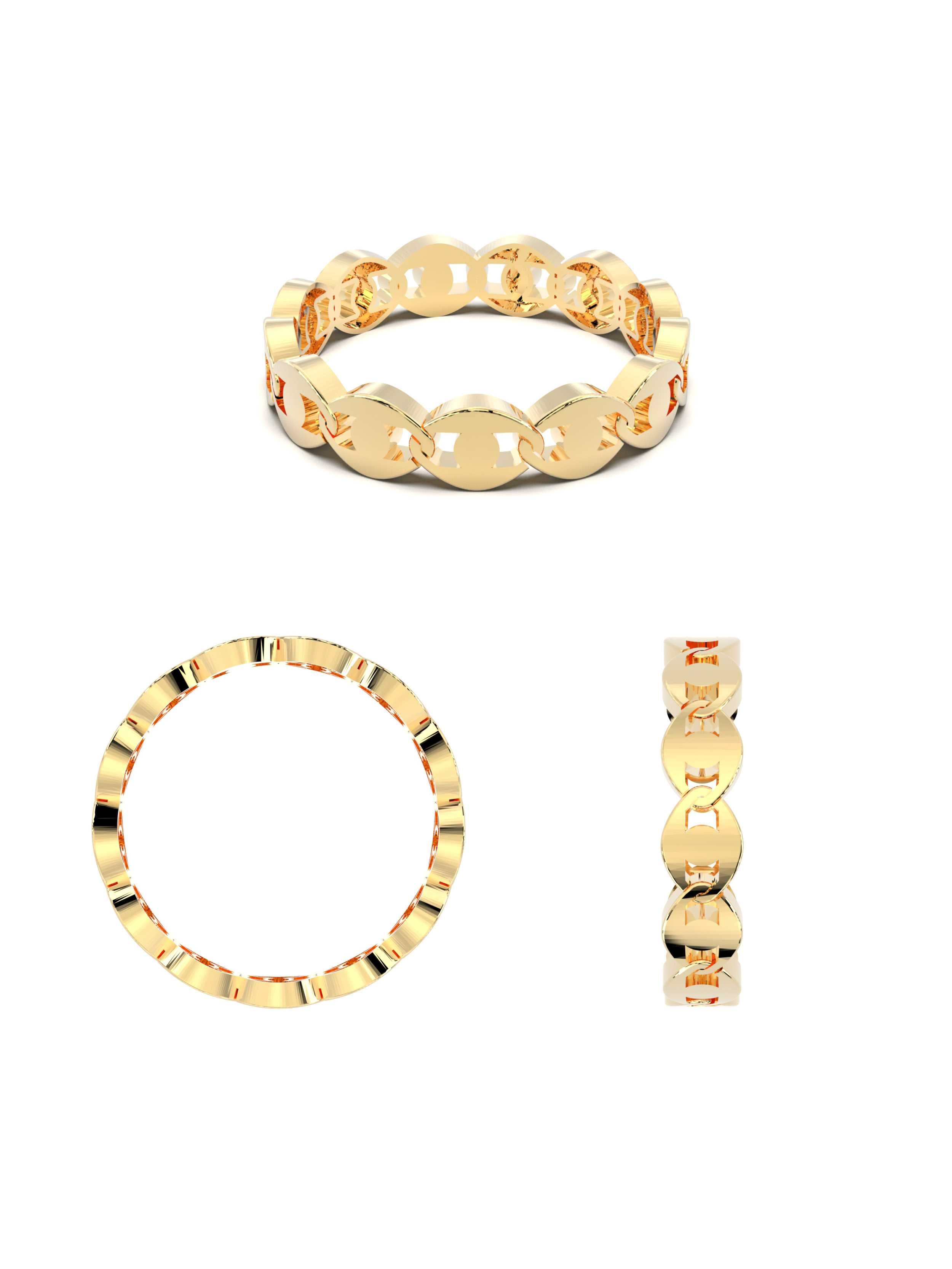Zincir Formlu Modern 14K Altın Yüzük - Elef Kuyumculuk