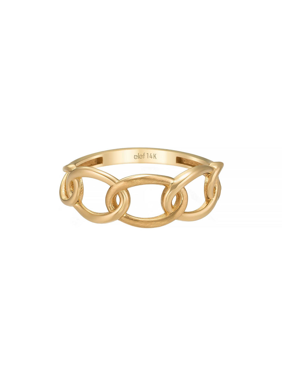 Zincir Formlu Modern 14K Altın Yüzük