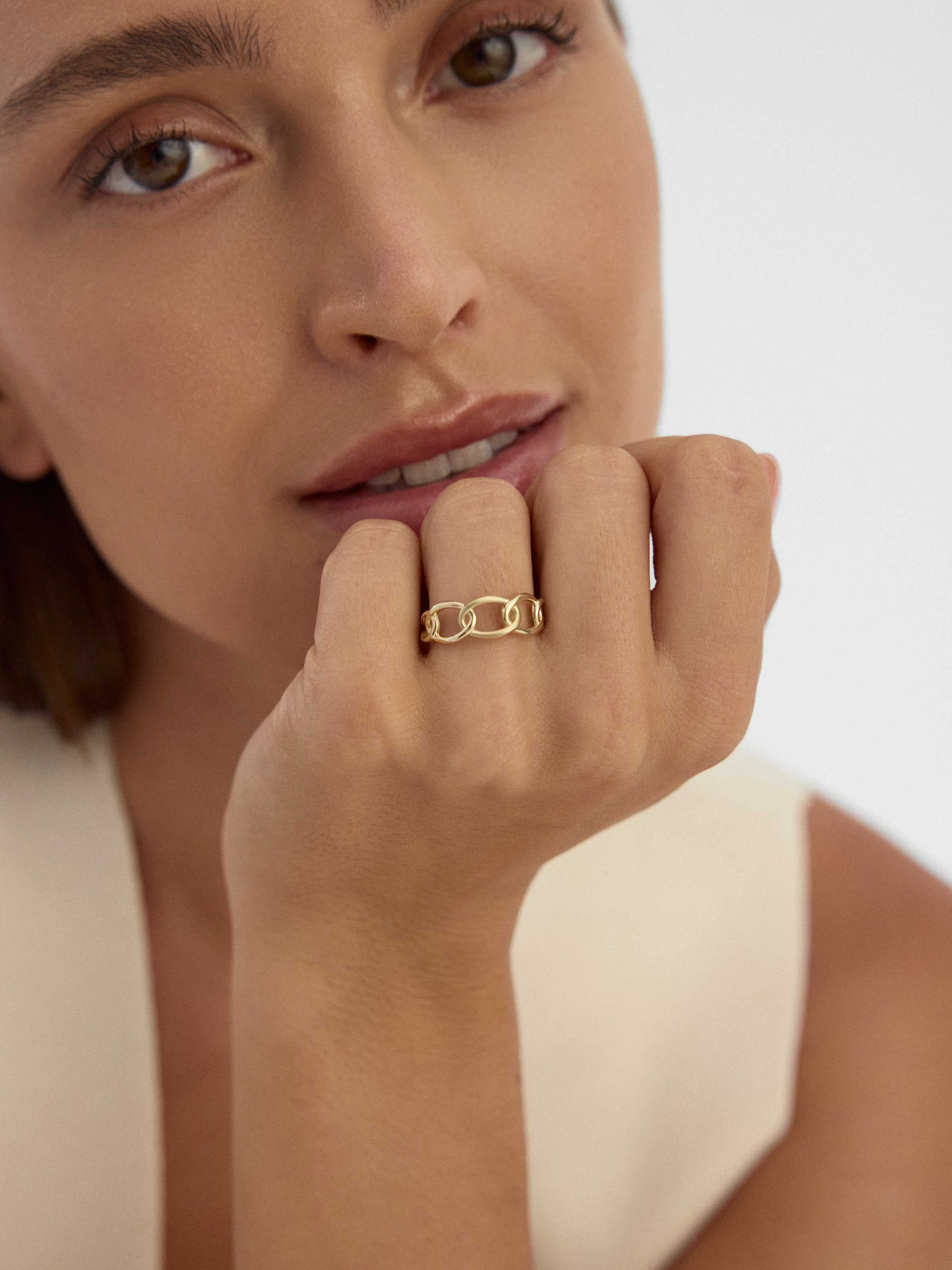Zincir Formlu Modern 14K Altın Yüzük - Elef Kuyumculuk