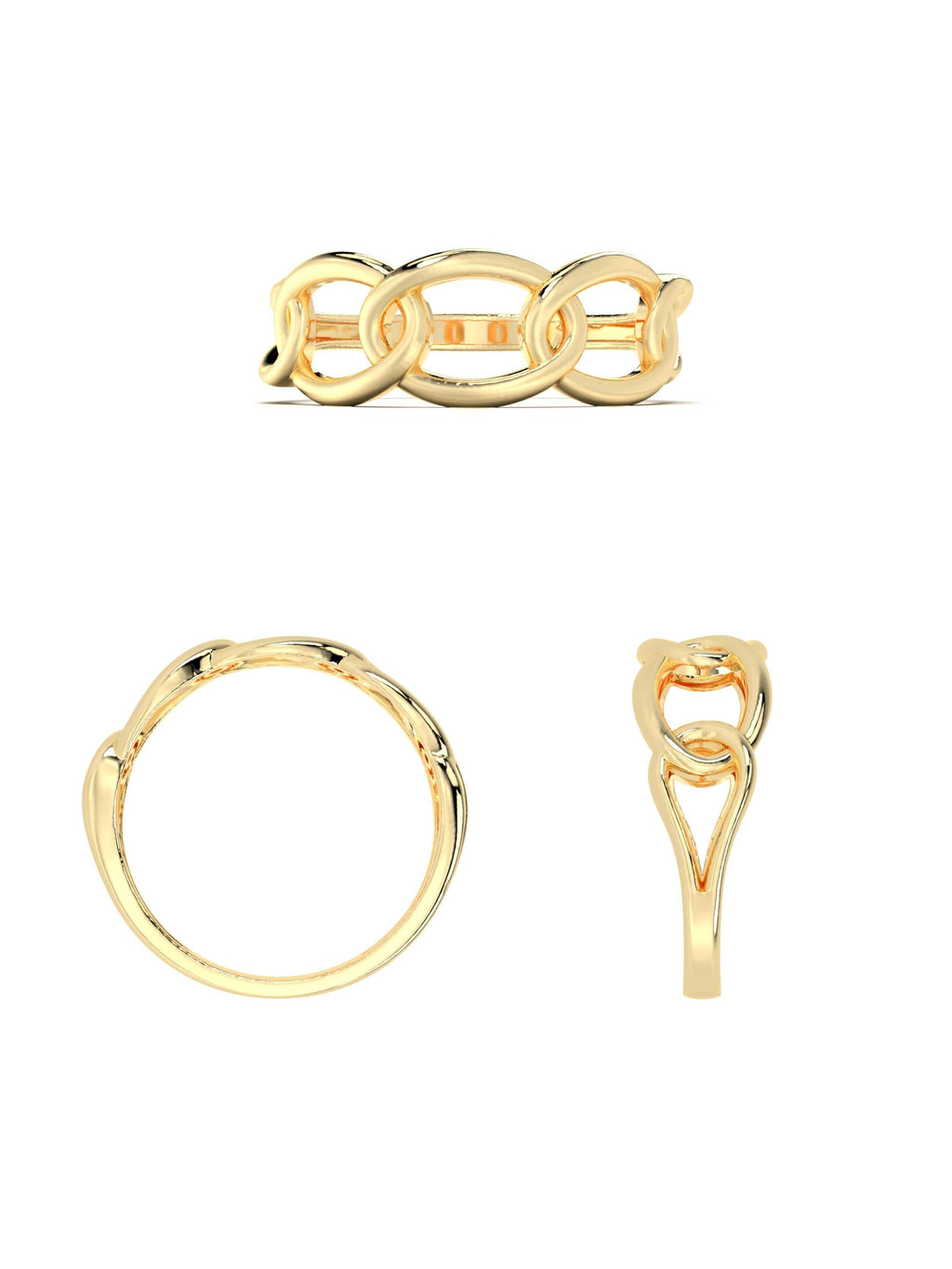 Zincir Formlu Modern 14K Altın Yüzük - Elef Kuyumculuk