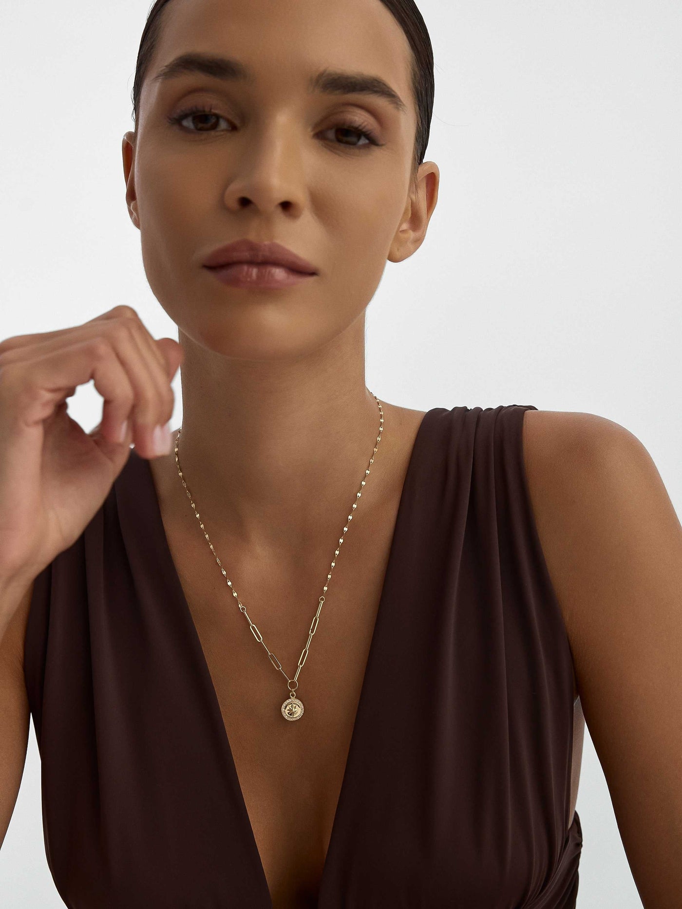 Zirkon Halo Yıldız 14K Altın Kolye - Elef Kuyumculuk