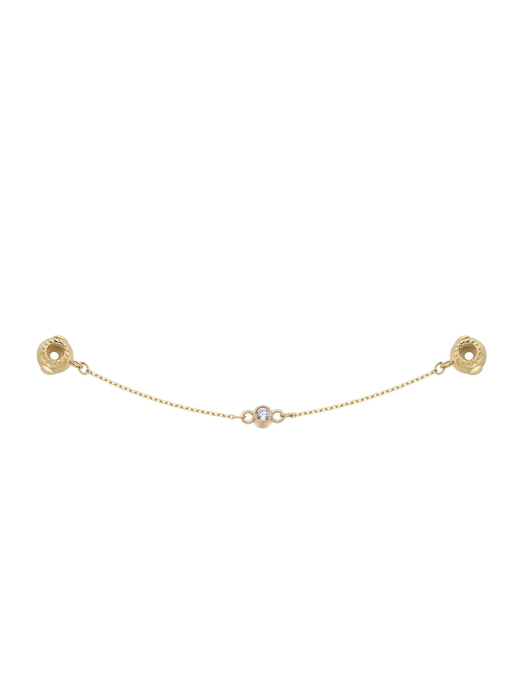 Zirkon Taşlı ve Zincirli 14K Altın Charm Güvenlik Kilidi - Elef Kuyumculuk