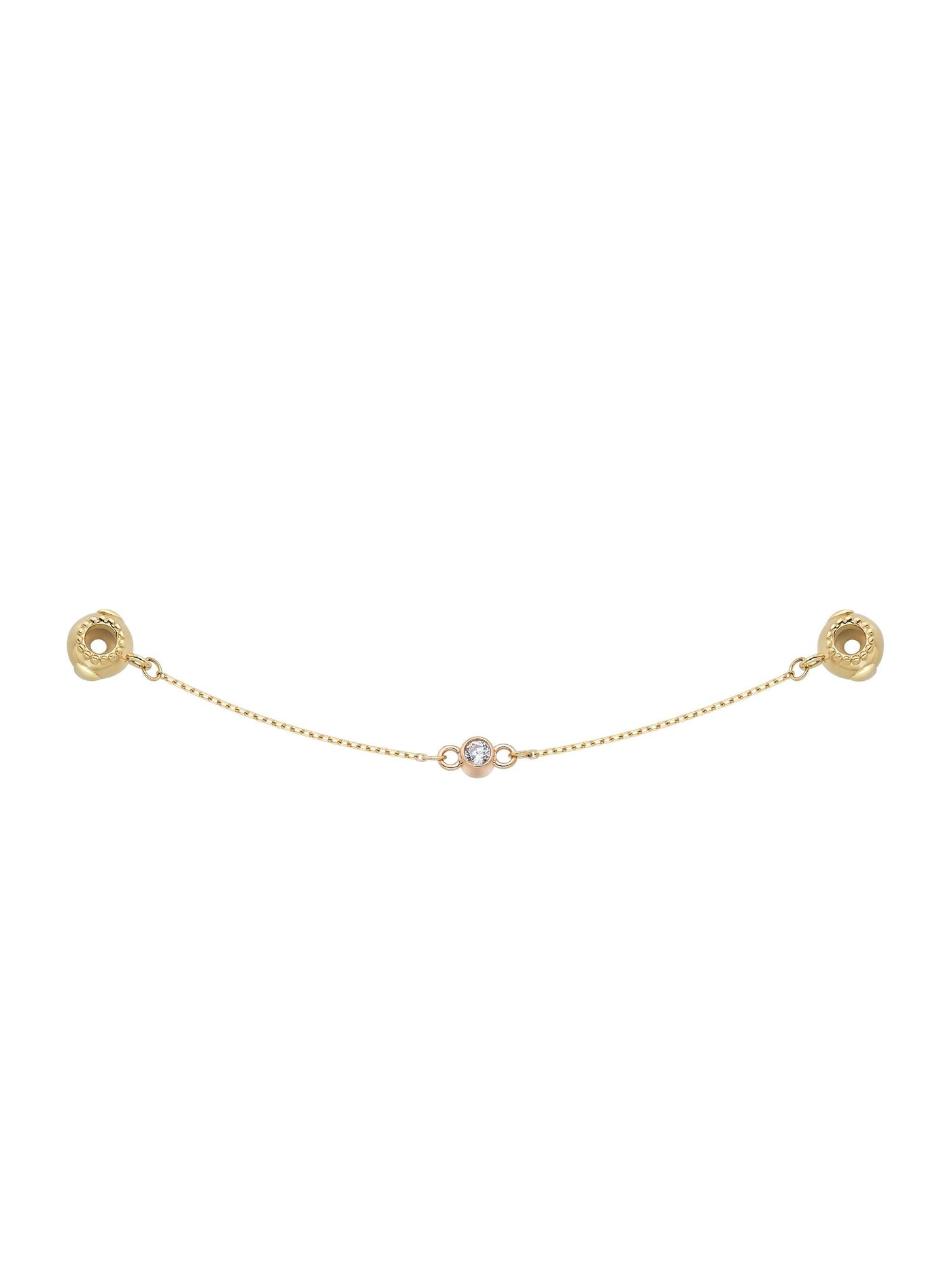 Zirkon Taşlı ve Zincirli 14K Altın Charm Güvenlik Kilidi - Elef Kuyumculuk