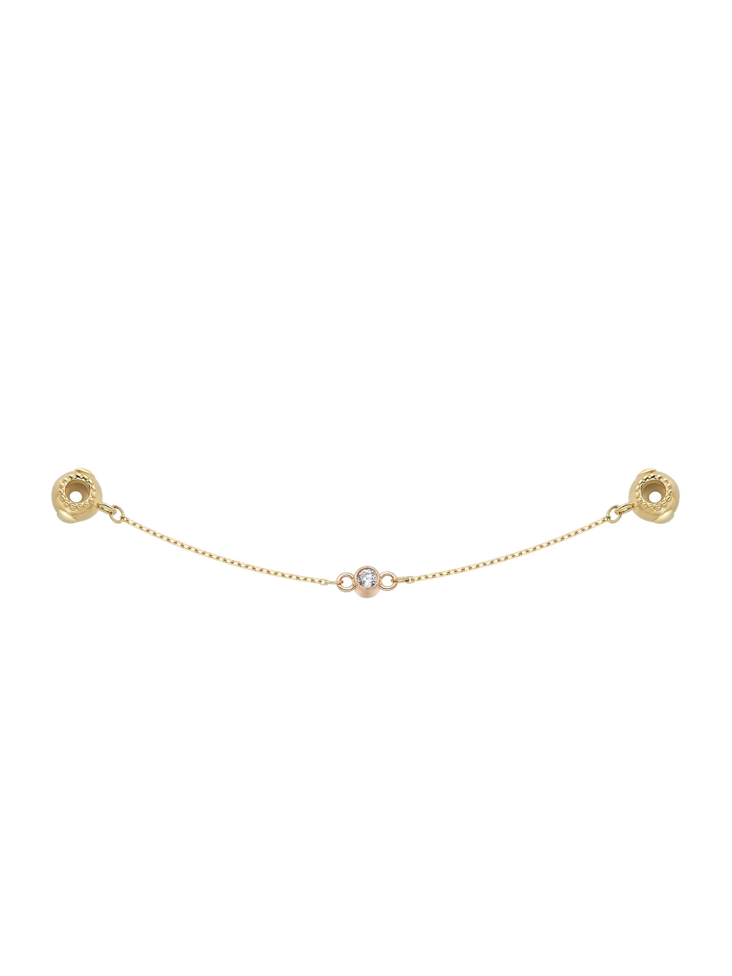 Zirkon Taşlı ve Zincirli 14K Altın Charm Güvenlik Kilidi - Elef Kuyumculuk