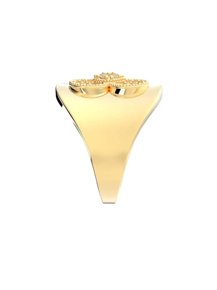 Çiçek Motifli Işıltılı 14K Altın Yüzük - 7