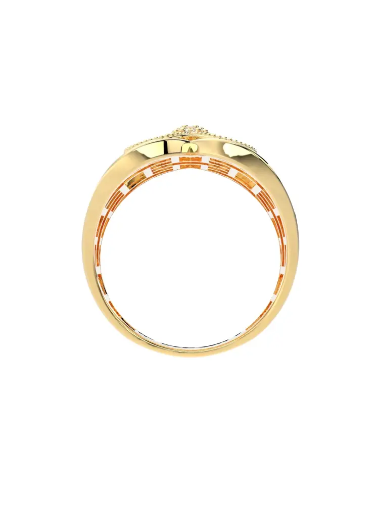 Çiçek Motifli Işıltılı 14K Altın Yüzük - 6