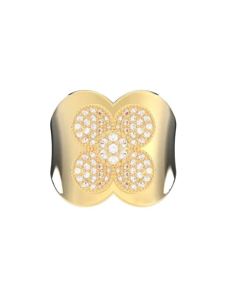 Çiçek Motifli Işıltılı 14K Altın Yüzük - 5