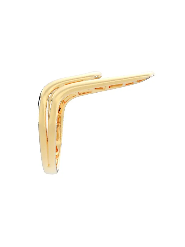 Çift Kavis Formlu Modern 14K Altın Yüzük - 7