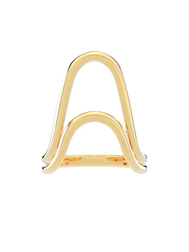 Çift Kavis Formlu Modern 14K Altın Yüzük - 5