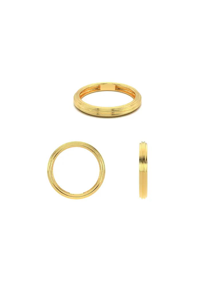 Çizgili Formlu Minimal 14K Altın Yüzük - 8