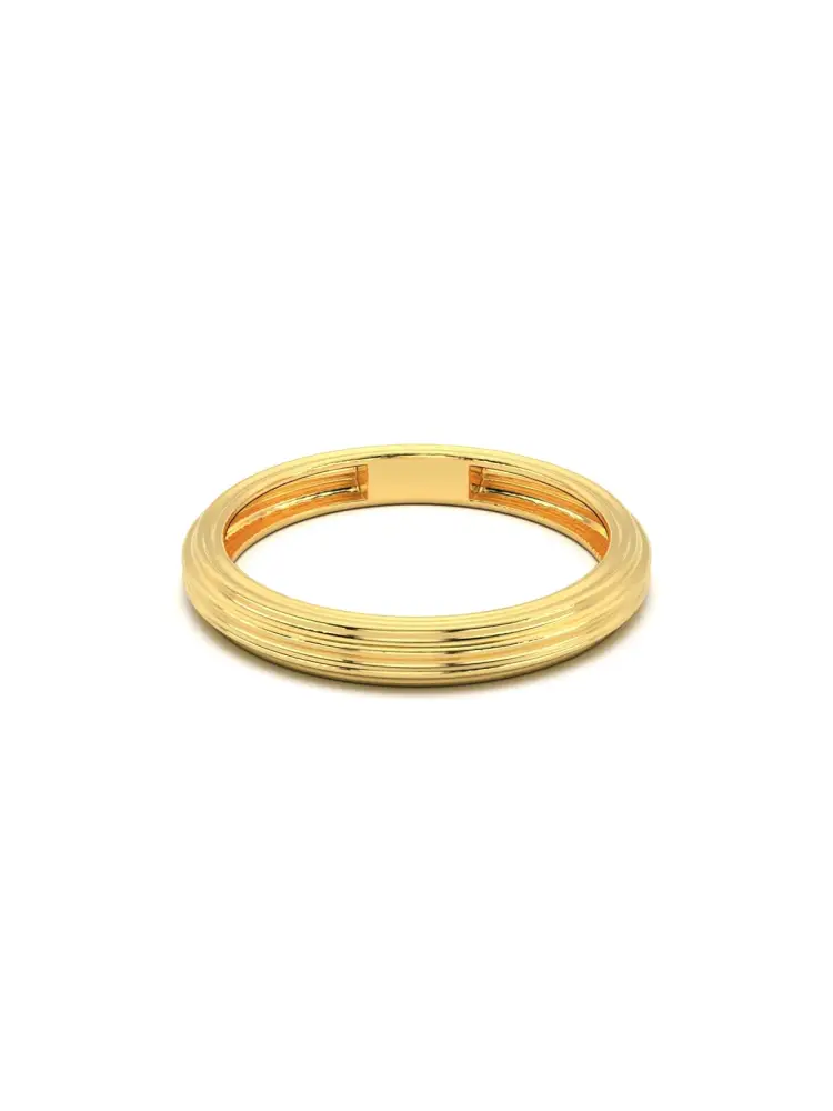 Çizgili Formlu Minimal 14K Altın Yüzük - 1
