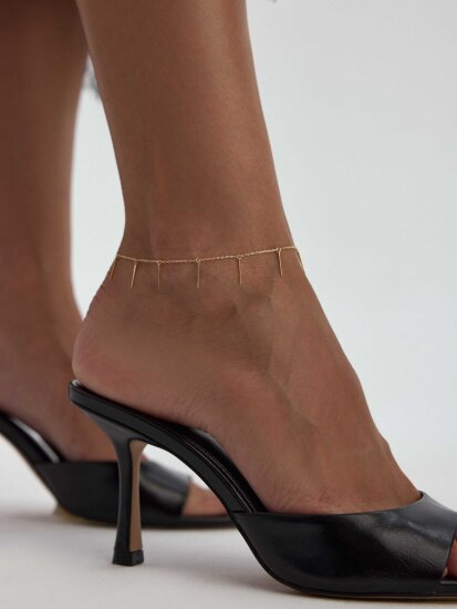 Çubuk Detaylı Modern 14K Altın Halhal - (1)