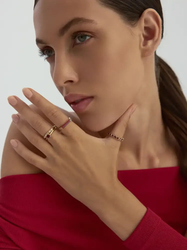 Dikdörtgen Baget Taşlı Modern 14K Altın Yüzük - 8