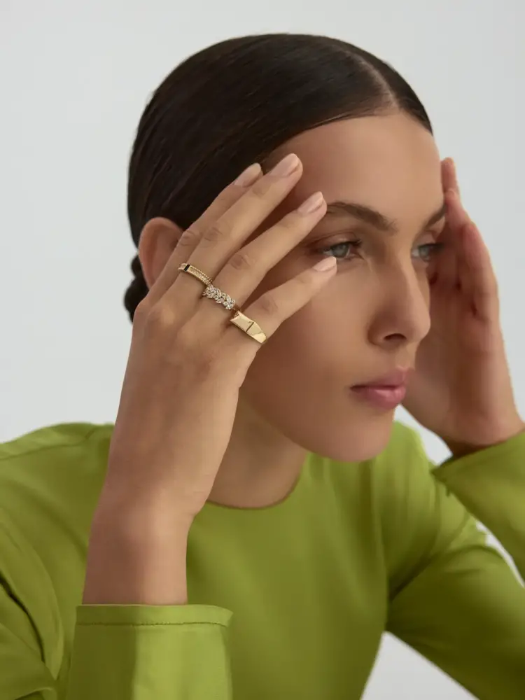 Dikdörtgen Formlu Minimal 14K Altın Yüzük - 3