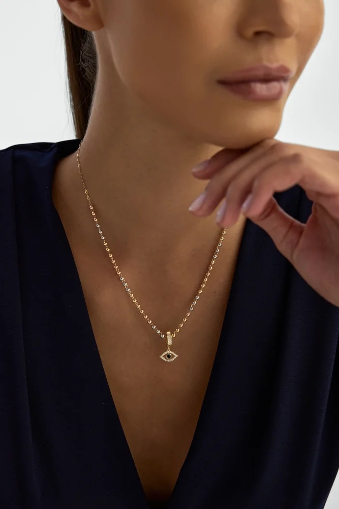 Dorika Toplu Nazar Temalı 14K Altın Kolye - 2