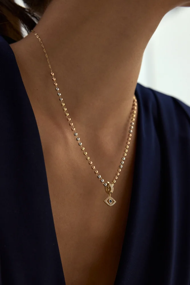 Dorika Toplu Nazar Temalı 14K Altın Kolye - 3