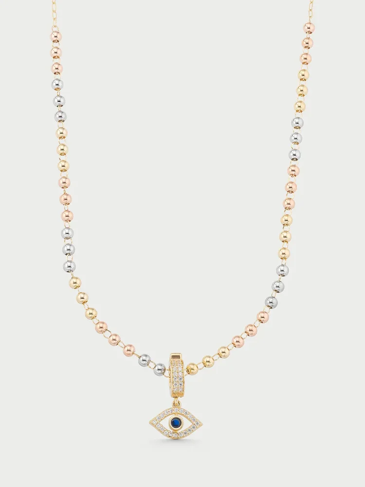 Dorika Toplu Nazar Temalı 14K Altın Kolye - 5