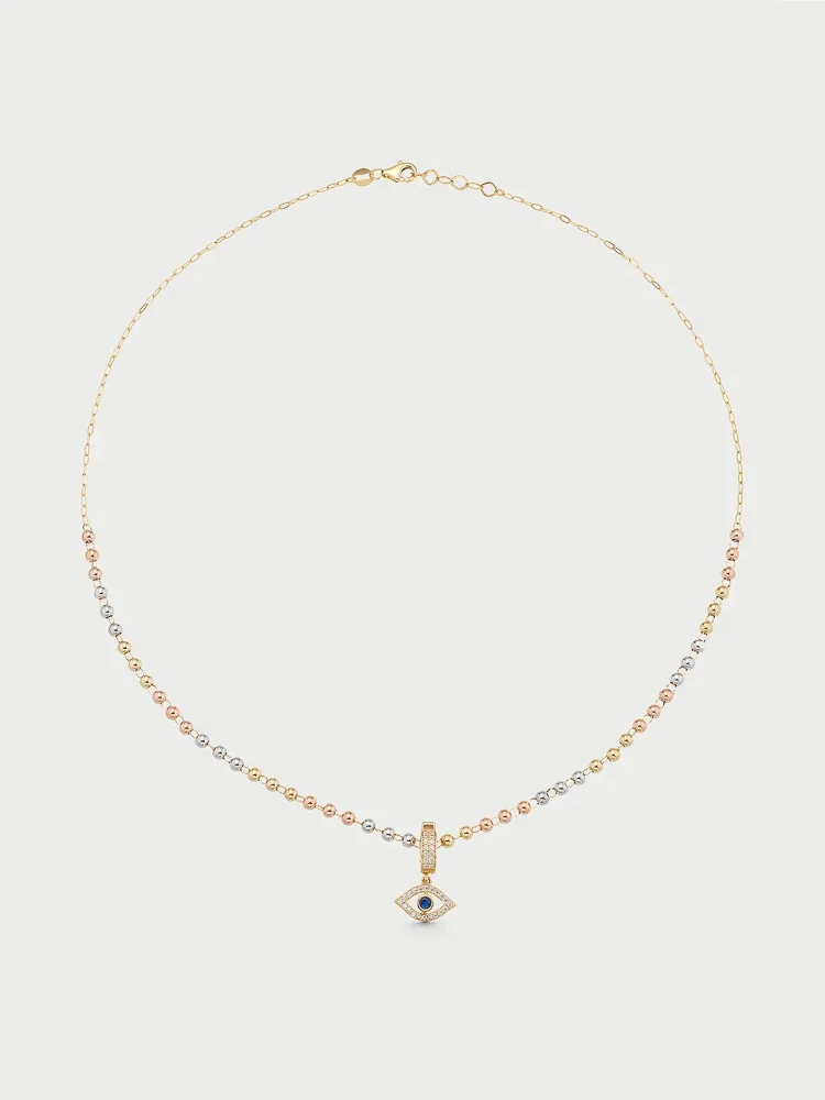 Dorika Toplu Nazar Temalı 14K Altın Kolye - 1