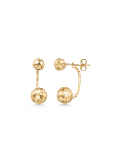 Faceted Double Sphere Drop Earrings in 14K Gold - 